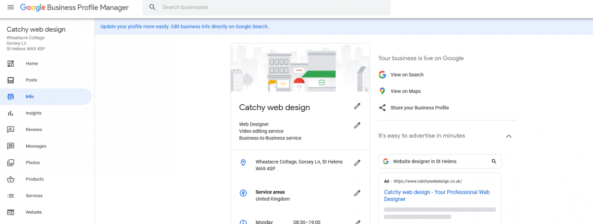 Google business listing Catchy web design