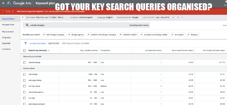 Key Search Queries and online seo campaign